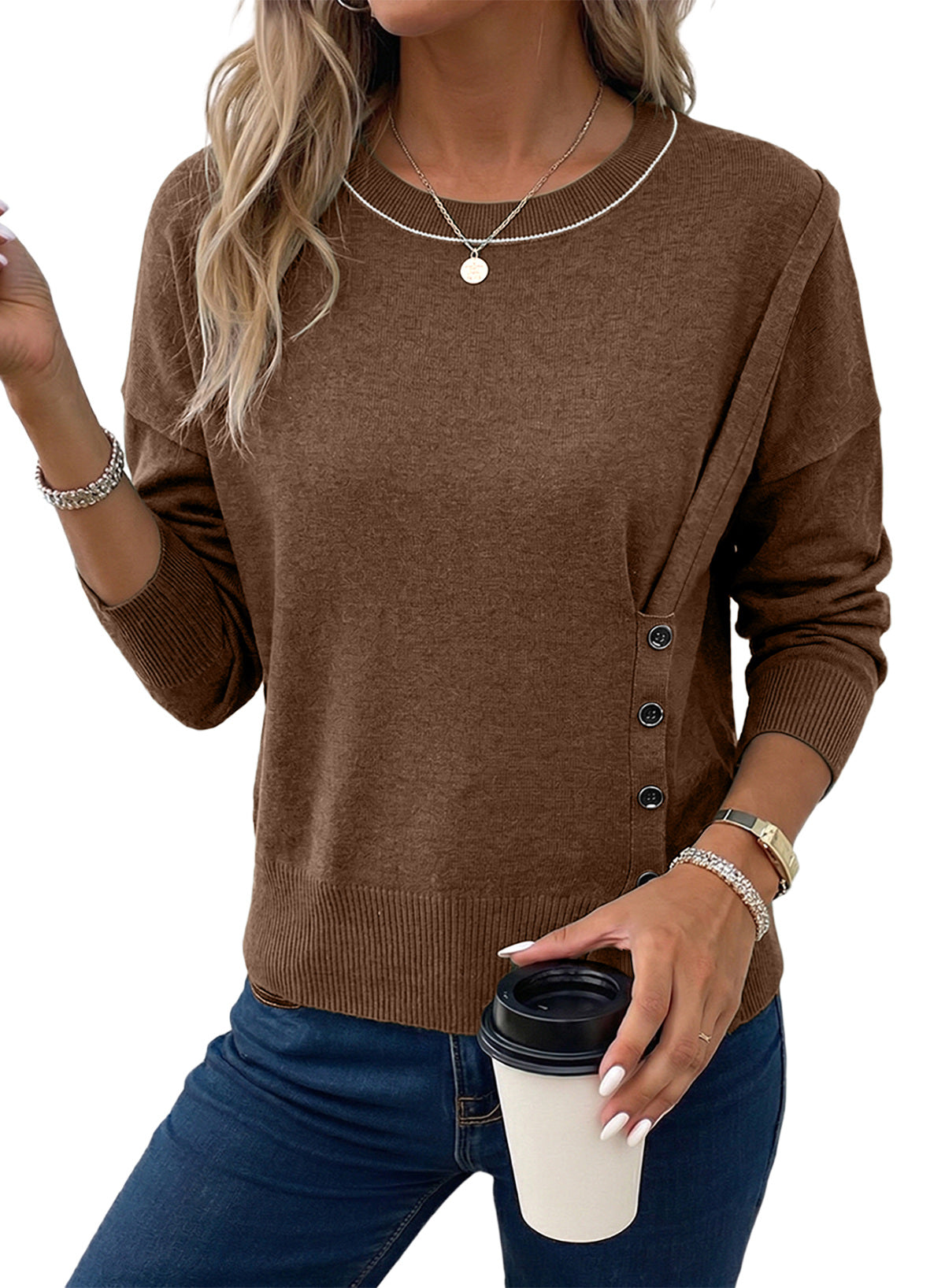 Sweaters for Women Casual Long Sleeve Asymmetrical Sweaters