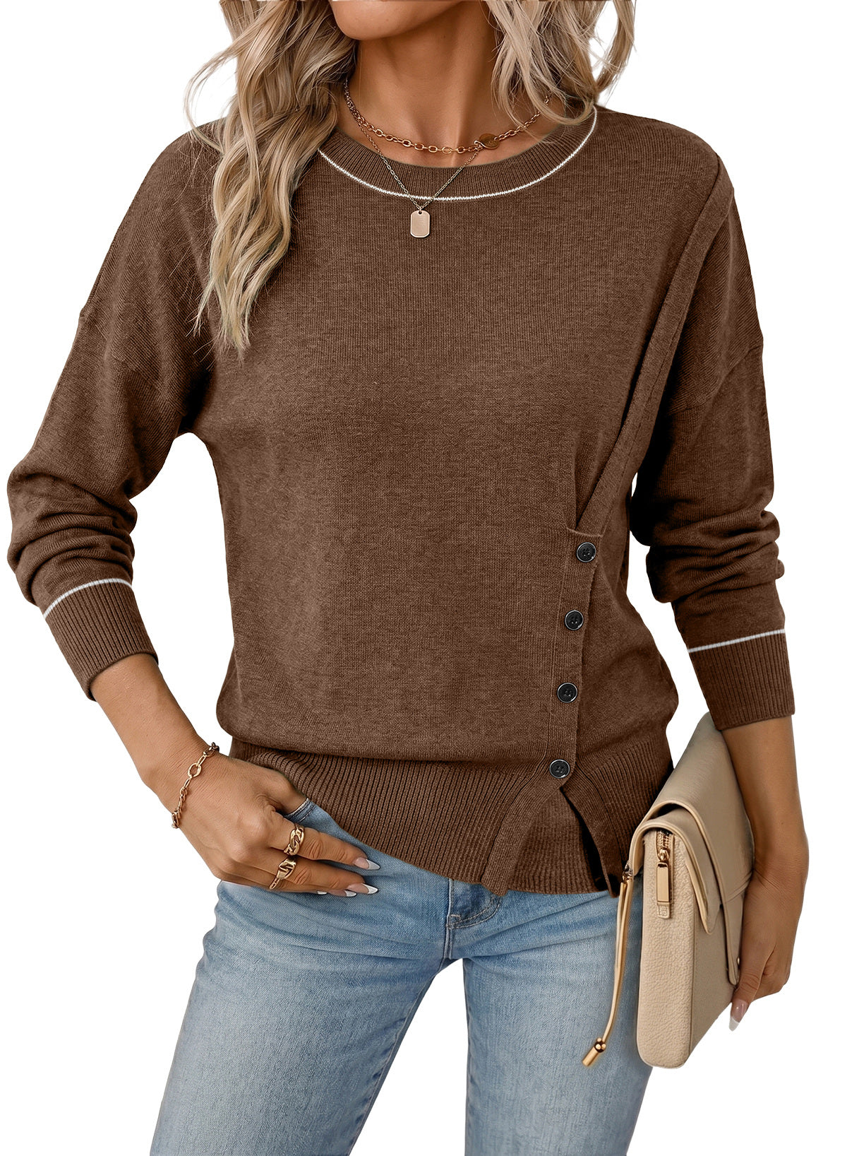 Sweaters for Women Casual Long Sleeve Asymmetrical Sweaters