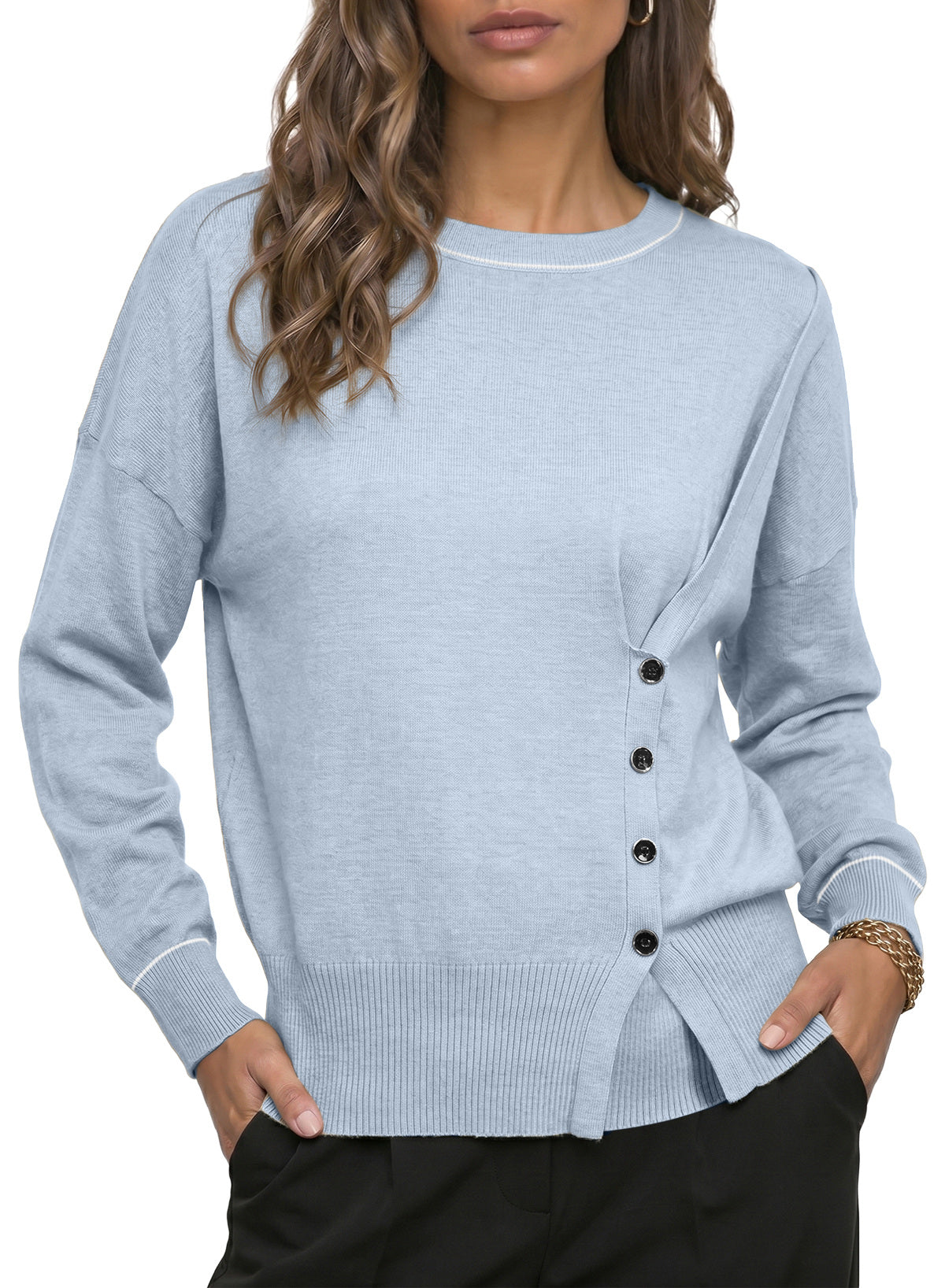 Sweaters for Women Casual Long Sleeve Asymmetrical Sweaters