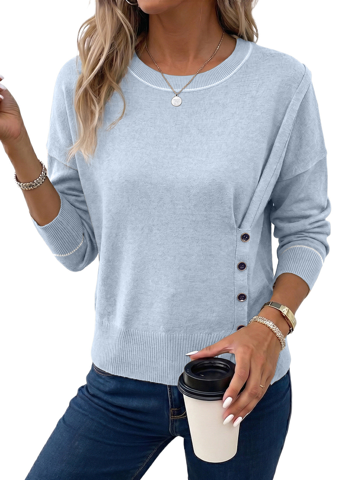 Sweaters for Women Casual Long Sleeve Asymmetrical Sweaters