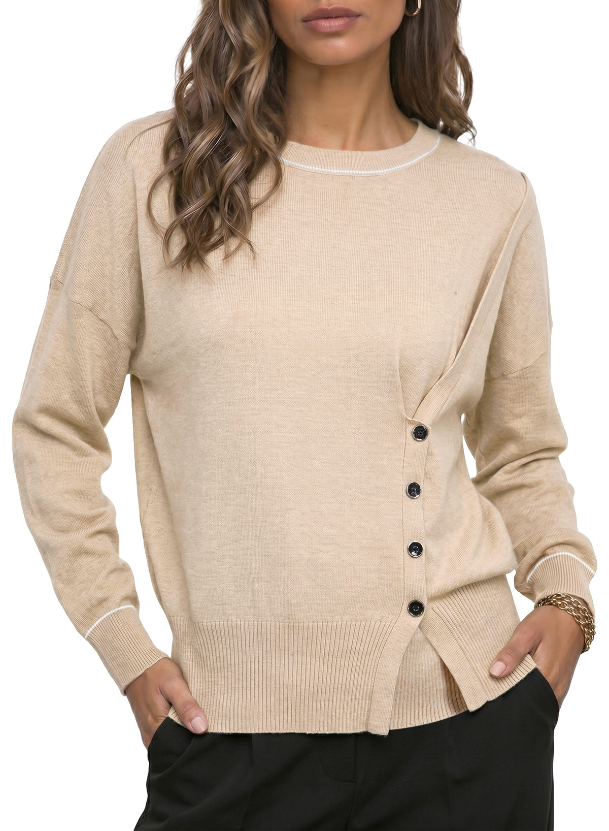 Sweaters for Women Casual Long Sleeve Asymmetrical Sweaters