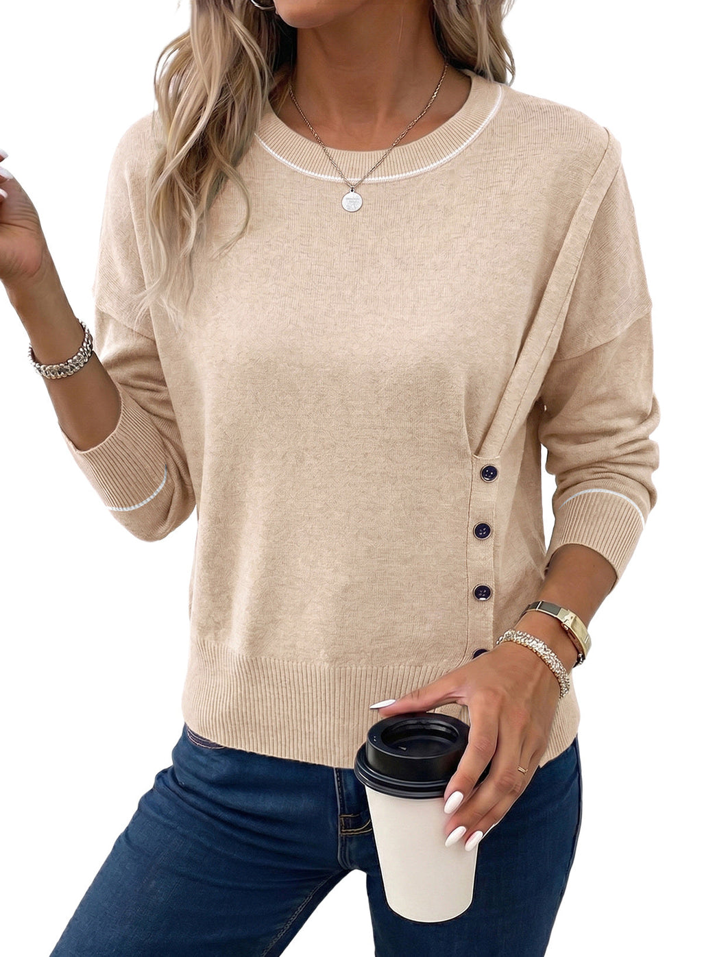 Sweaters for Women Casual Long Sleeve Asymmetrical Sweaters