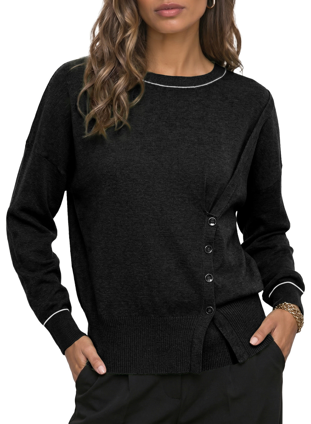 Sweaters for Women Casual Long Sleeve Asymmetrical Sweaters