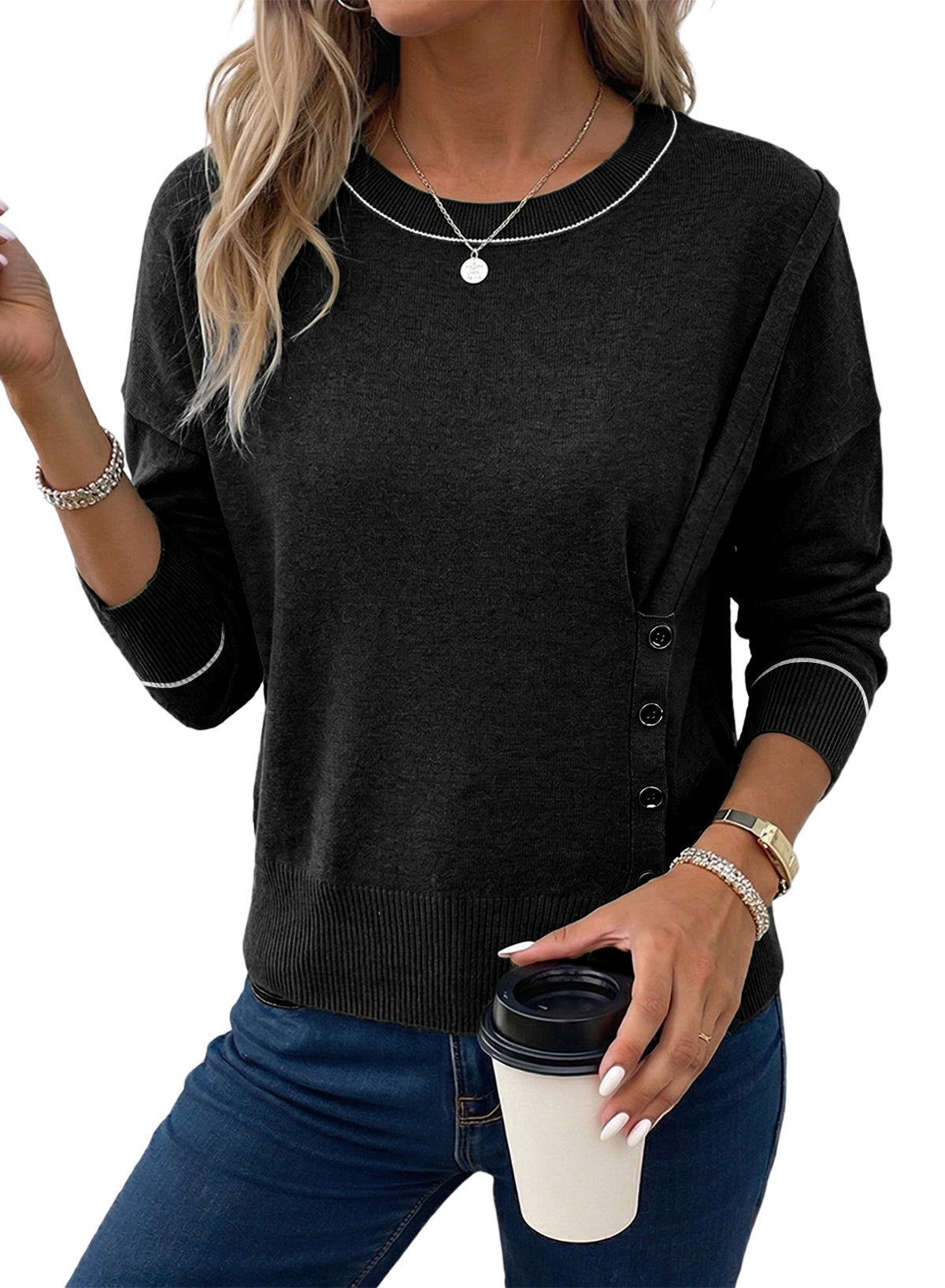 Sweaters for Women Casual Long Sleeve Asymmetrical Sweaters