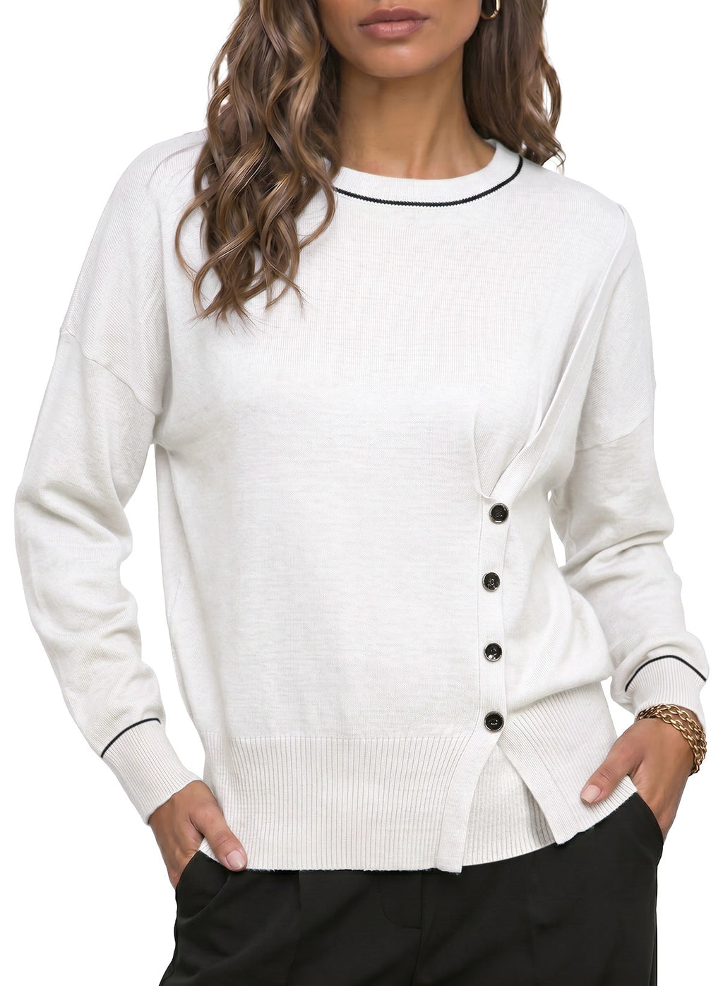 Sweaters for Women Casual Long Sleeve Asymmetrical Sweaters