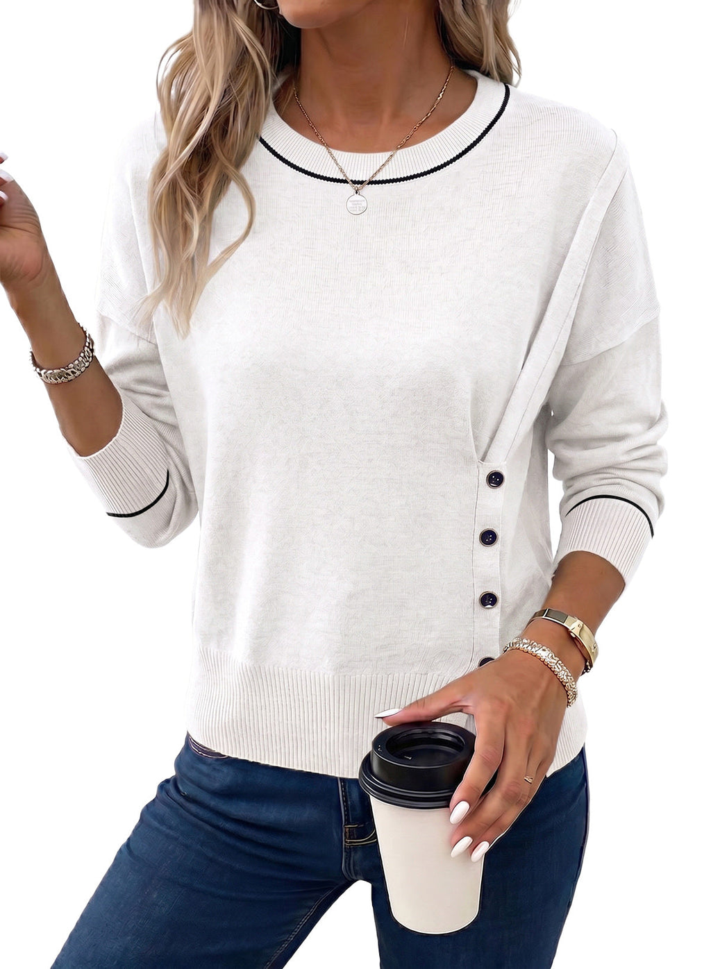 Sweaters for Women Casual Long Sleeve Asymmetrical Sweaters