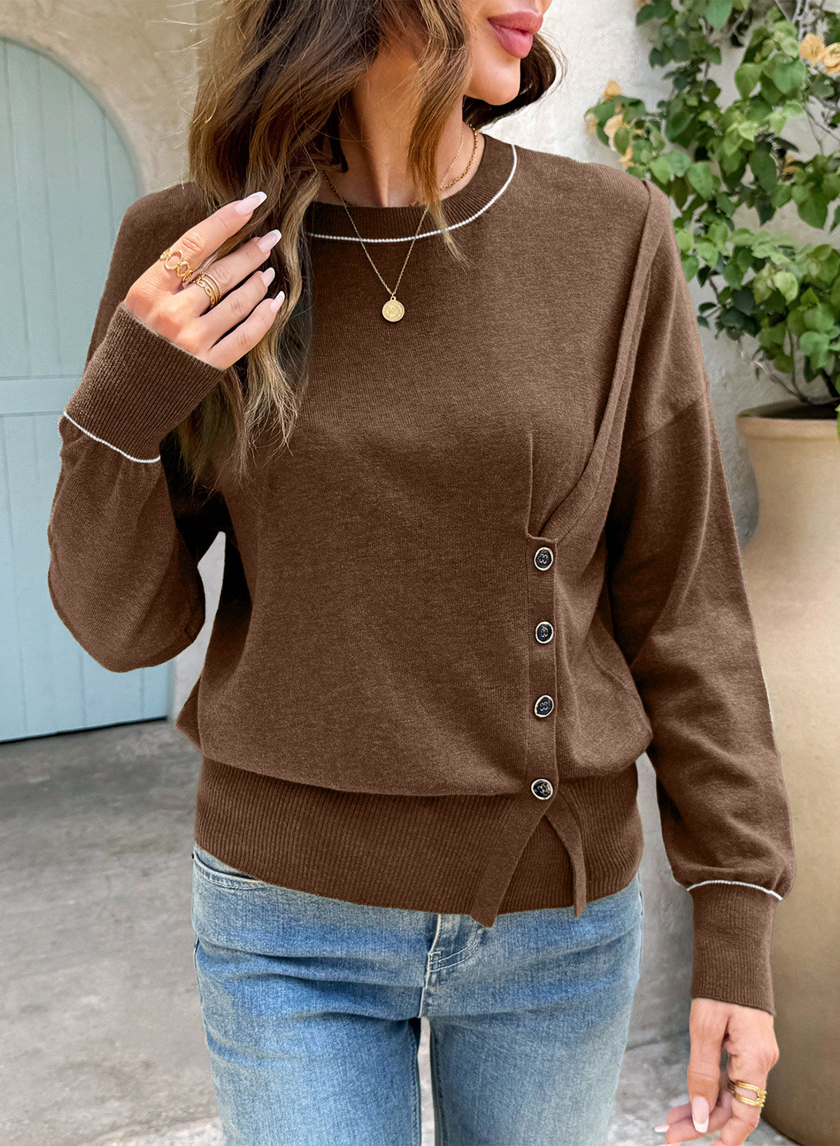 Sweaters for Women Casual Long Sleeve Asymmetrical Sweaters
