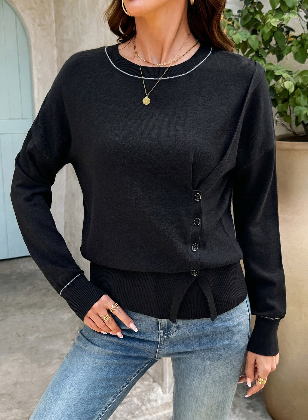 Sweaters for Women Casual Long Sleeve Asymmetrical Sweaters