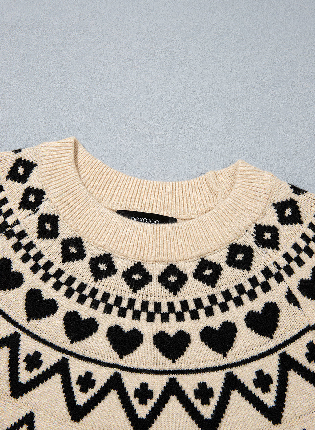 Festive Geometric Print Round Neck Shift Sweater