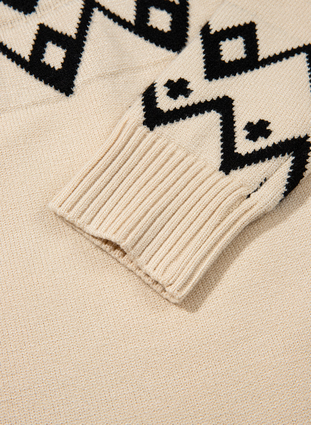 Festive Geometric Print Round Neck Shift Sweater