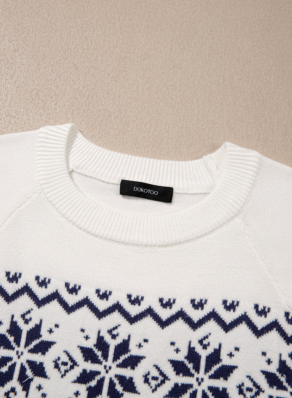 Festive Geometric Print Round Neck Shift Sweater