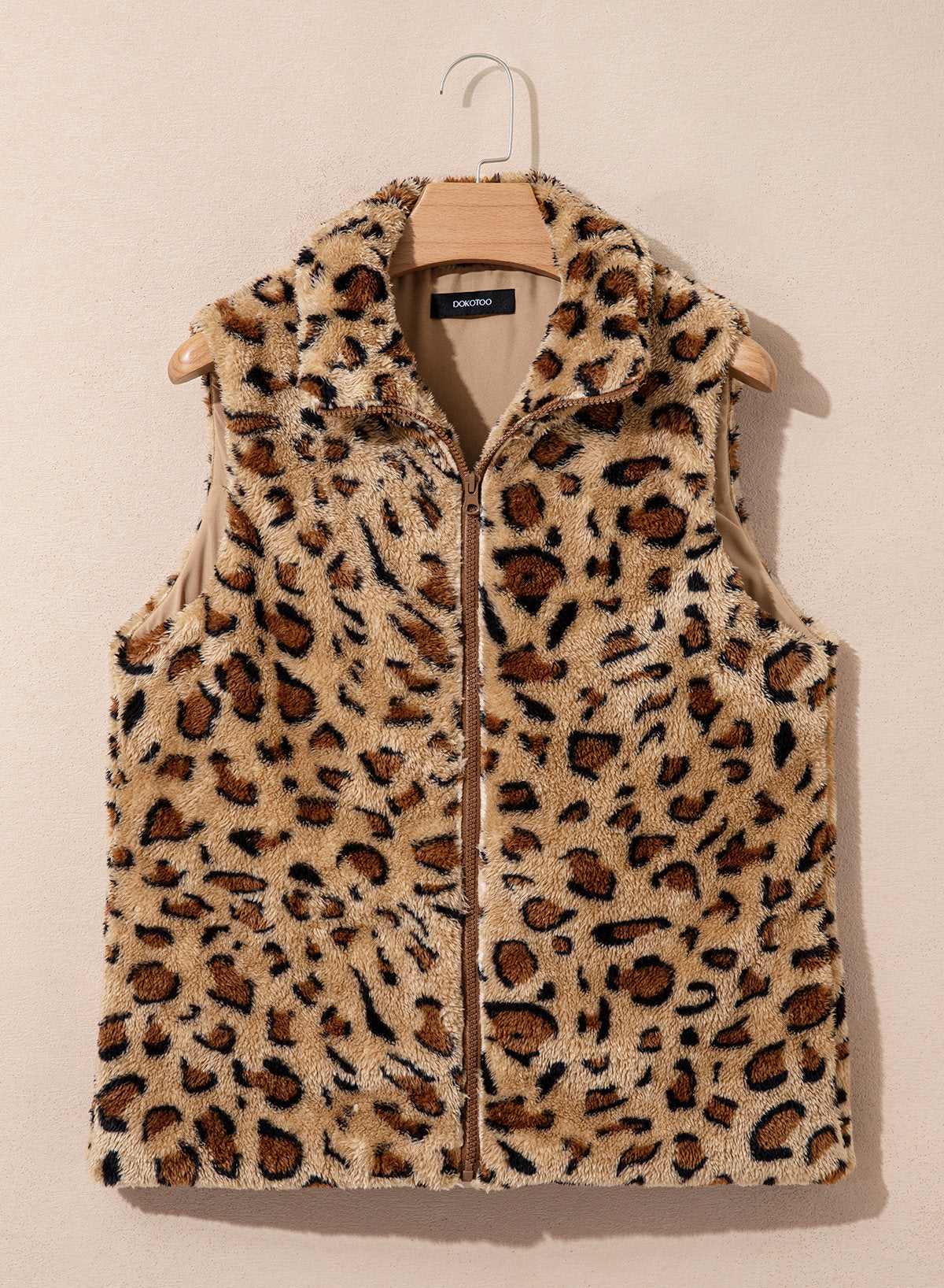 Dokotoo Womens Fleece Vest Zip Up Cow Print Sherpa Sleeveless Jacket