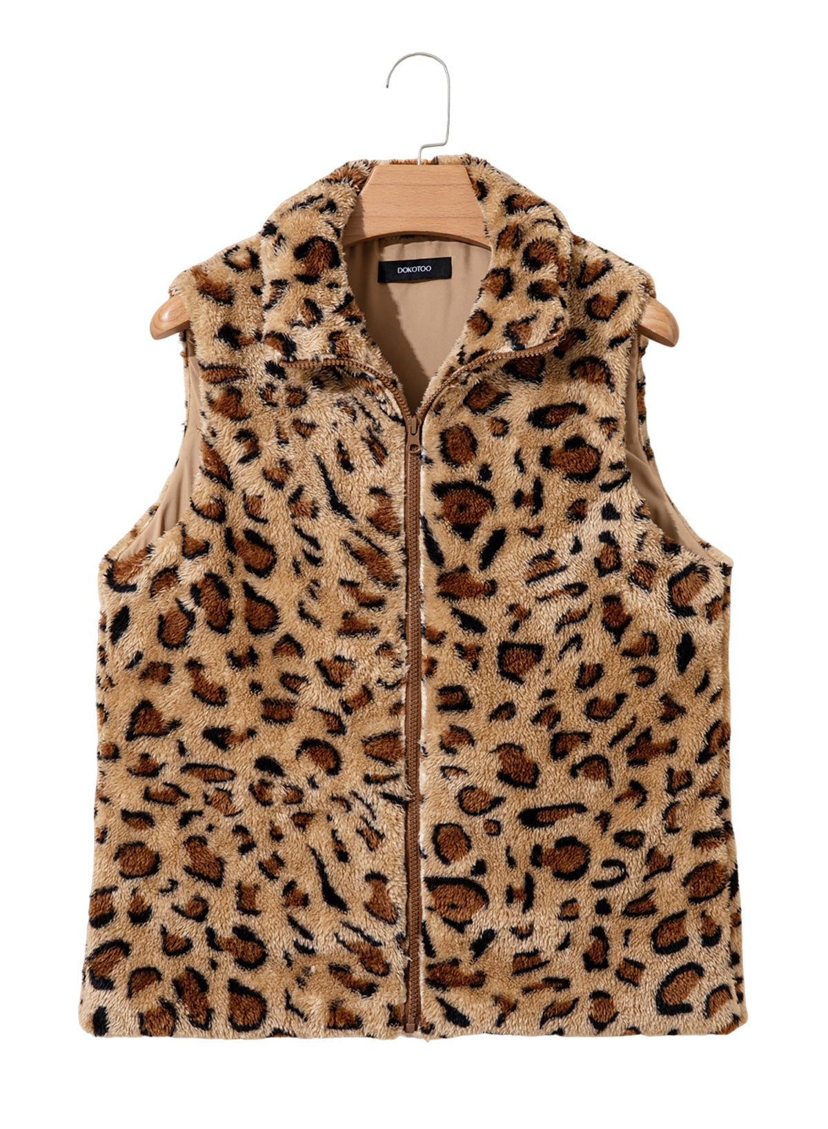 Dokotoo Womens Fleece Vest Zip Up Cow Print Sherpa Sleeveless Jacket