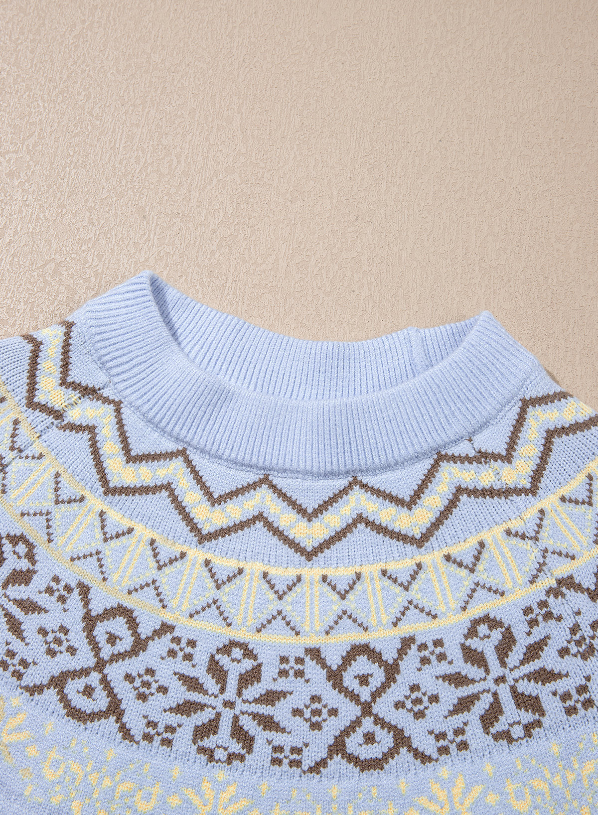 Festive Geometric Print Round Neck Shift Sweater