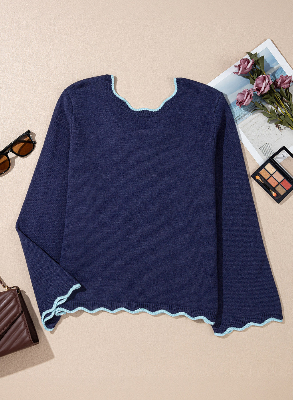 Sweaters for Women Long Sleeve Back Bow Sweaters Fall Pullover Tops