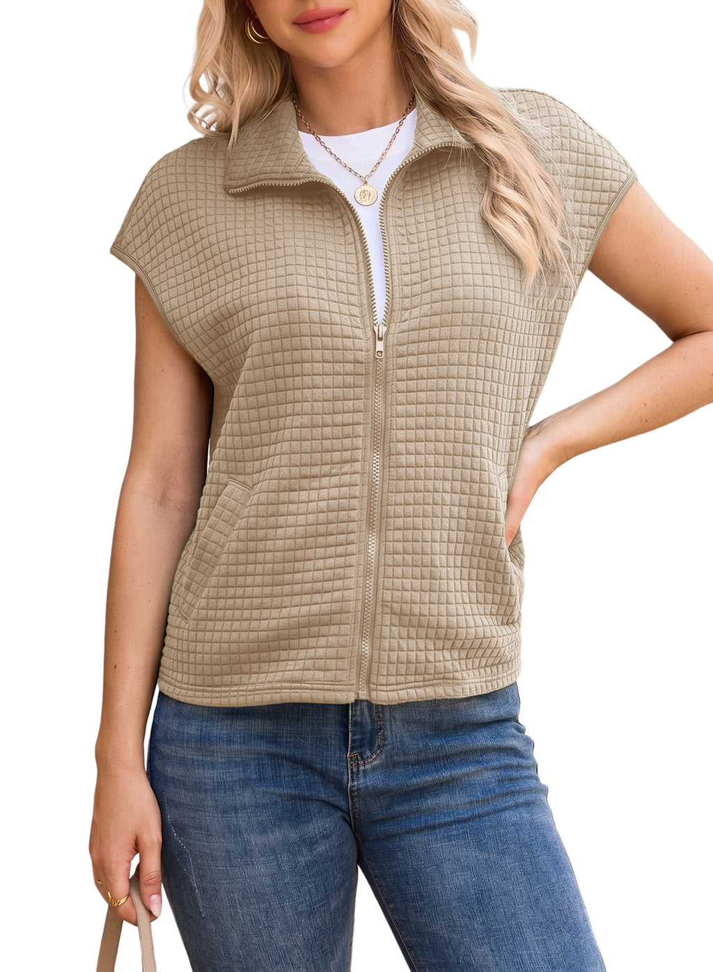 Dokotoo Womens Vest Tops 2026 Fall Cap Sleeve Waffle Knit Vests