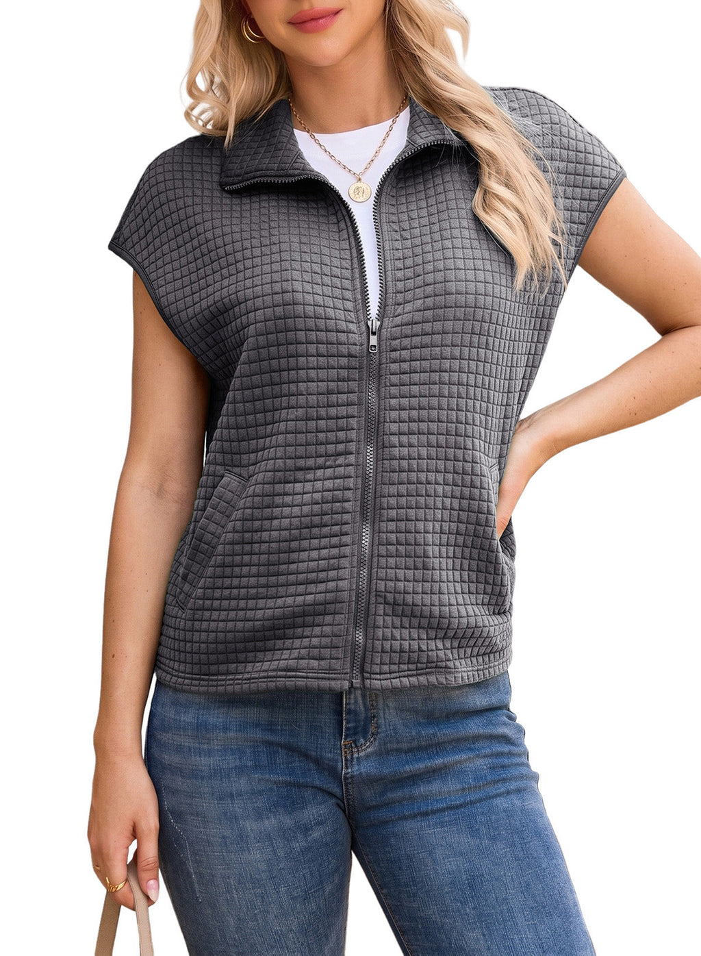 Dokotoo Womens Vest Tops 2026 Fall Cap Sleeve Waffle Knit Vests