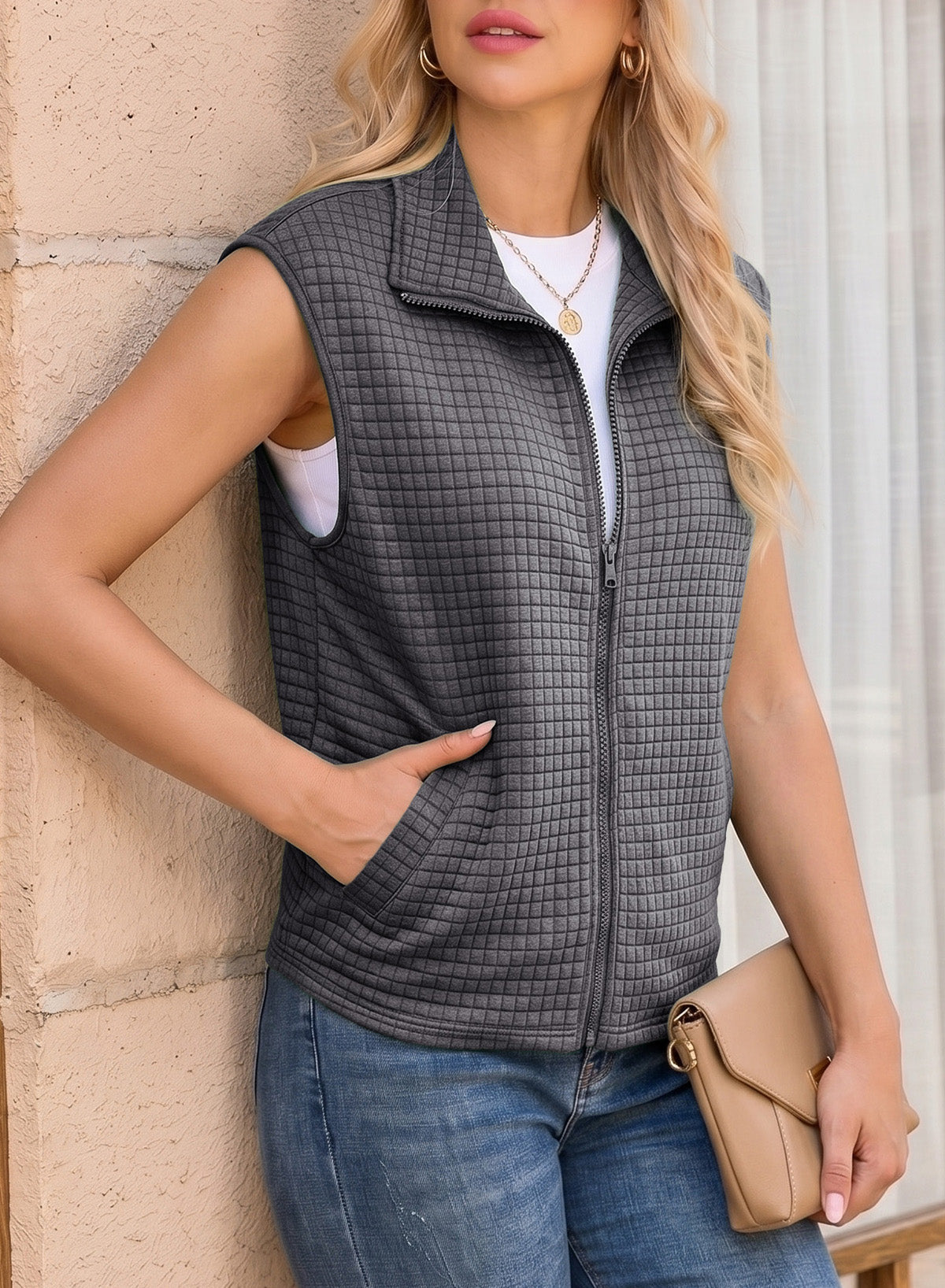 Dokotoo Womens Vest Tops 2026 Fall Cap Sleeve Waffle Knit Vests