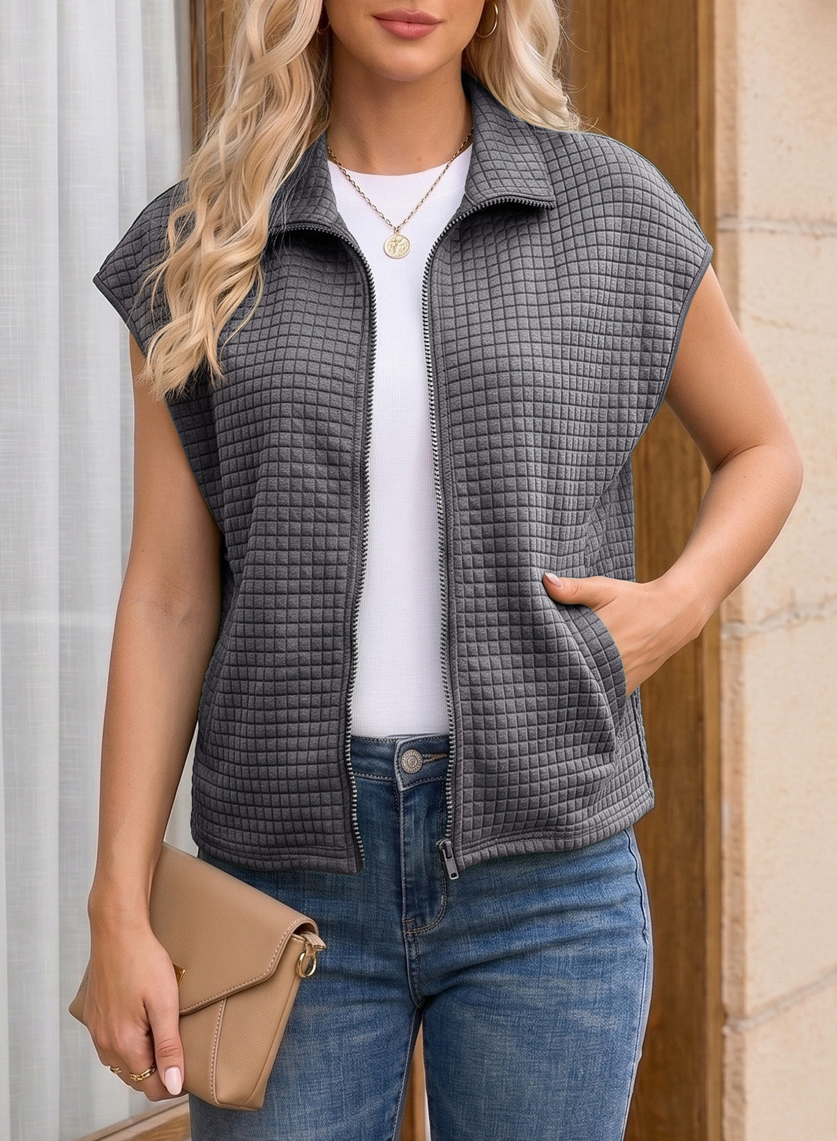Dokotoo Womens Vest Tops 2026 Fall Cap Sleeve Waffle Knit Vests