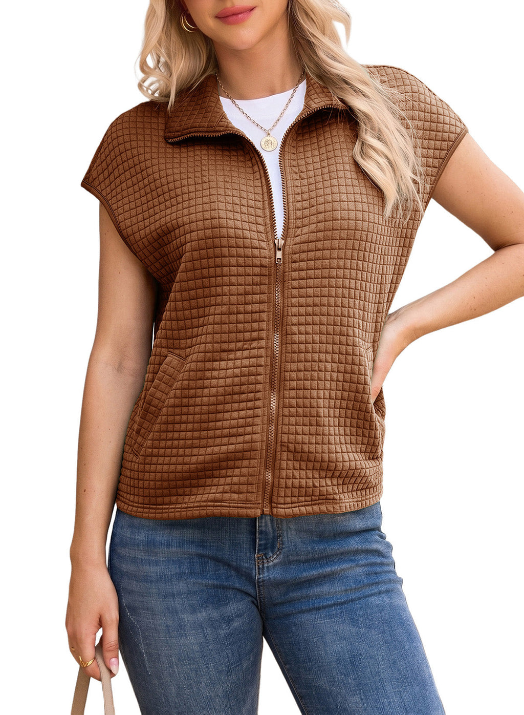 Dokotoo Womens Vest Tops 2026 Fall Cap Sleeve Waffle Knit Vests