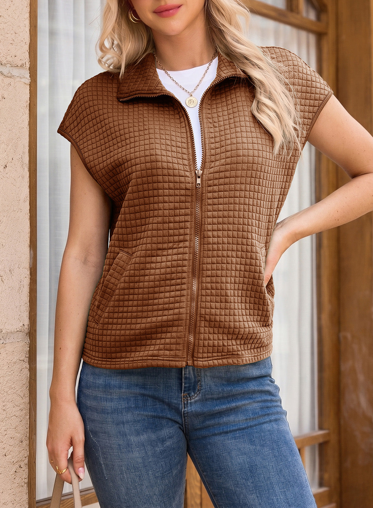 Dokotoo Womens Vest Tops 2026 Fall Cap Sleeve Waffle Knit Vests