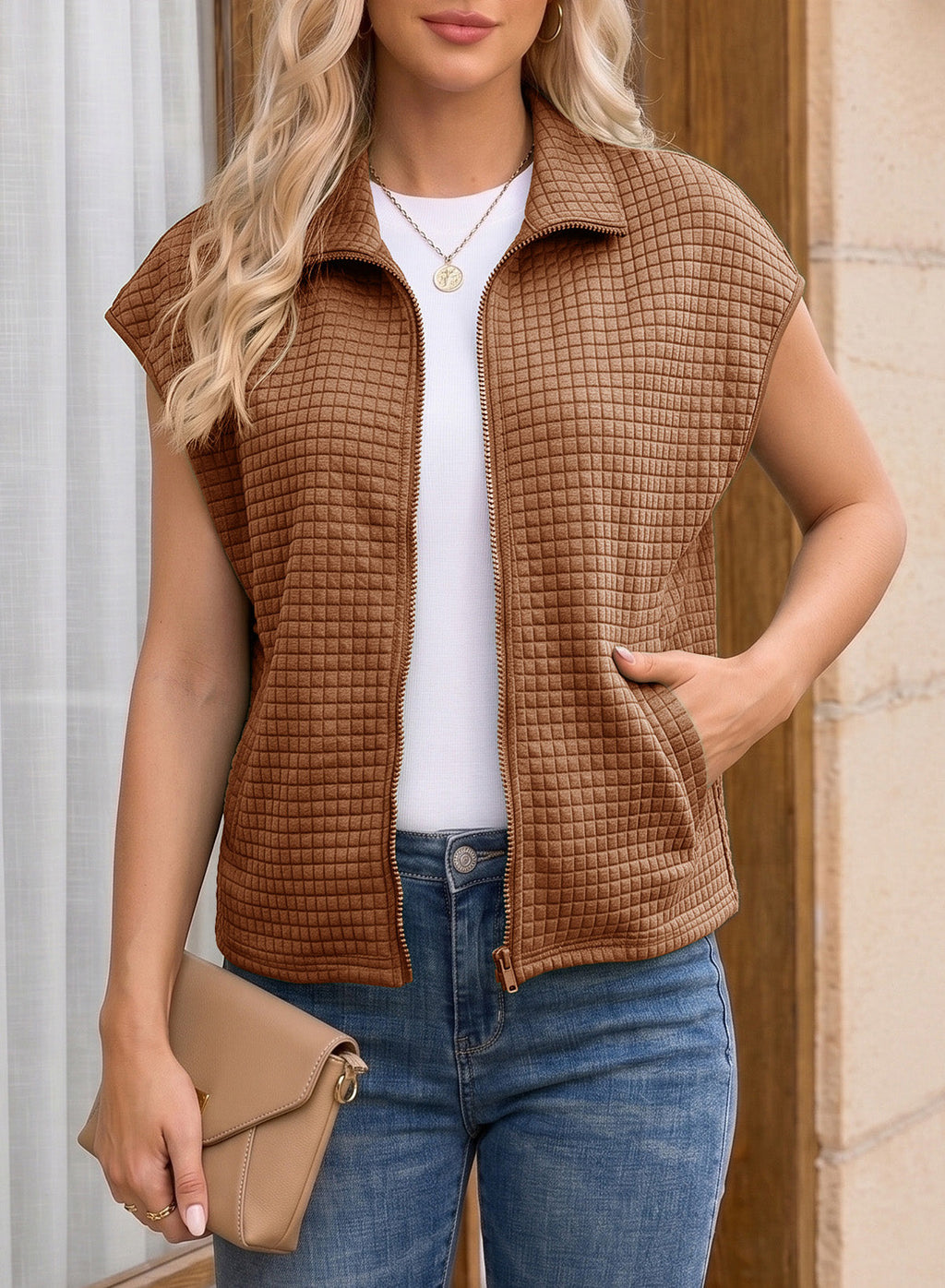 Dokotoo Womens Vest Tops 2026 Fall Cap Sleeve Waffle Knit Vests