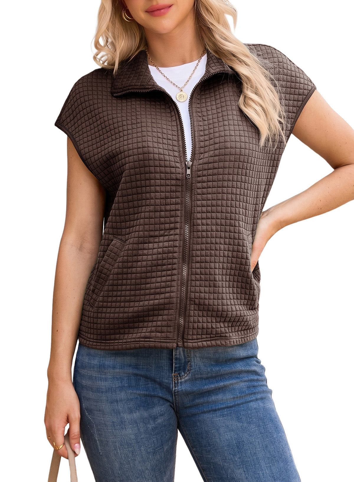 Dokotoo Womens Vest Tops 2026 Fall Cap Sleeve Waffle Knit Vests
