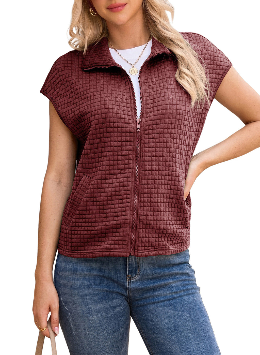 Dokotoo Womens Vest Tops 2026 Fall Cap Sleeve Waffle Knit Vests
