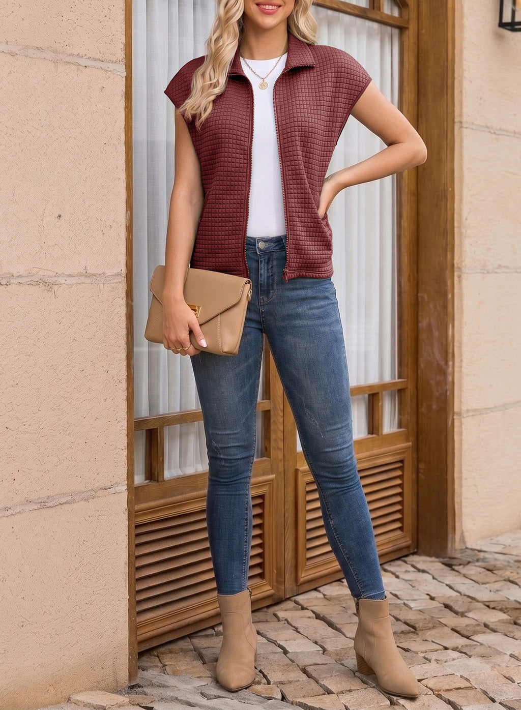 Dokotoo Womens Vest Tops 2026 Fall Cap Sleeve Waffle Knit Vests