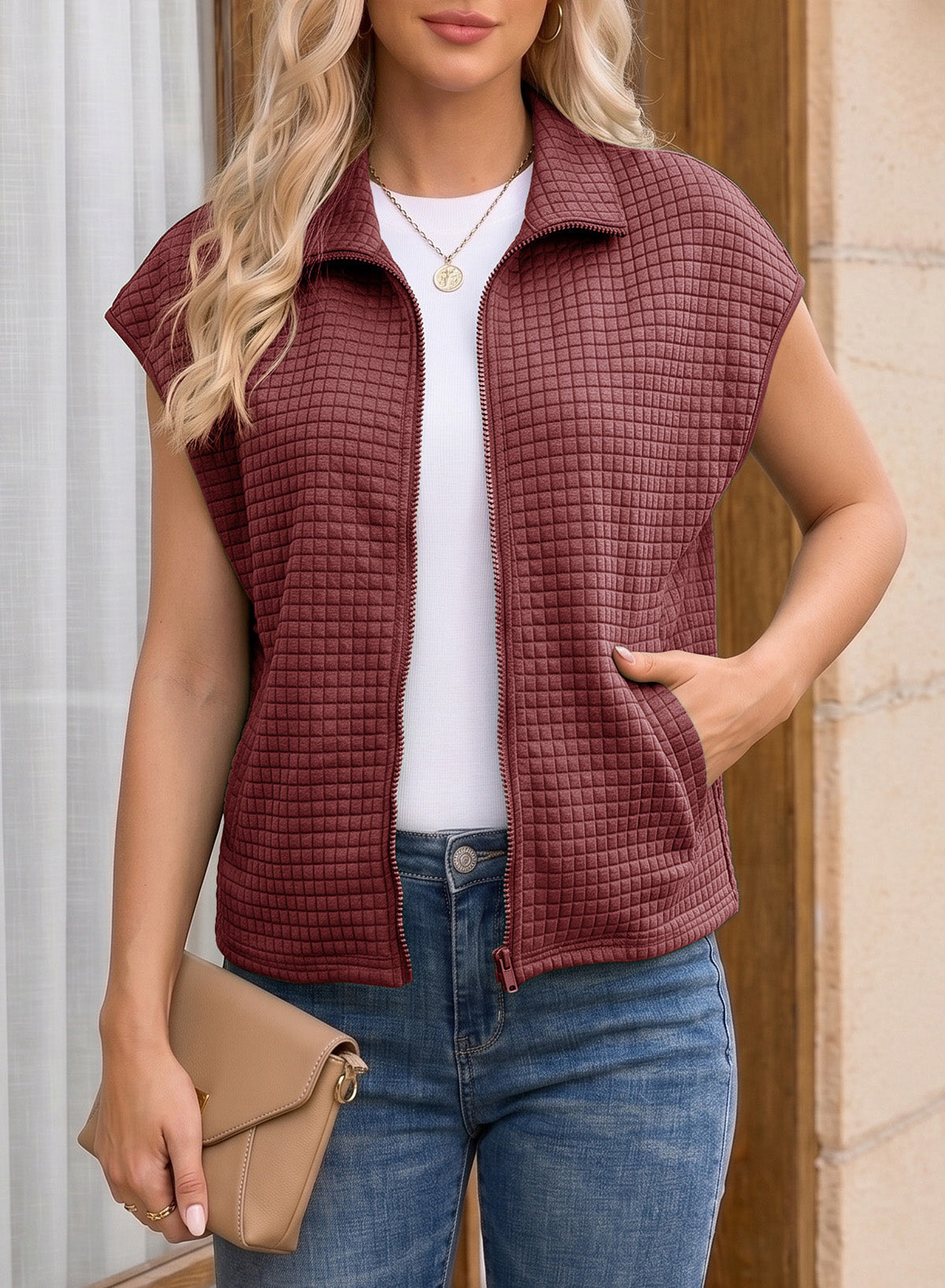Dokotoo Womens Vest Tops 2026 Fall Cap Sleeve Waffle Knit Vests