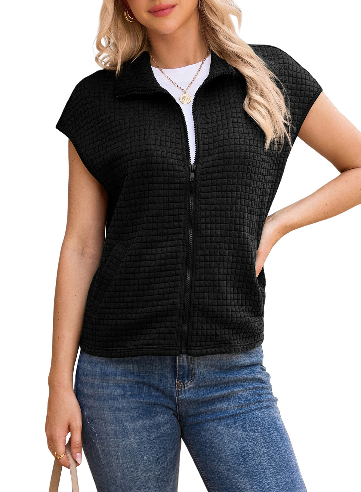 Dokotoo Womens Vest Tops 2026 Fall Cap Sleeve Waffle Knit Vests