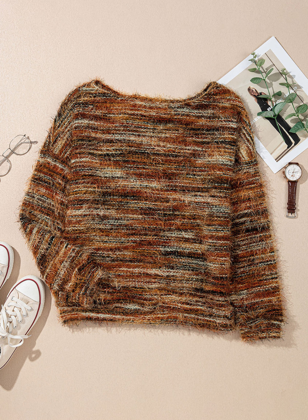 Women Fall Casual Minimalist Sweater For Everyday Wear,Knitted Sweater