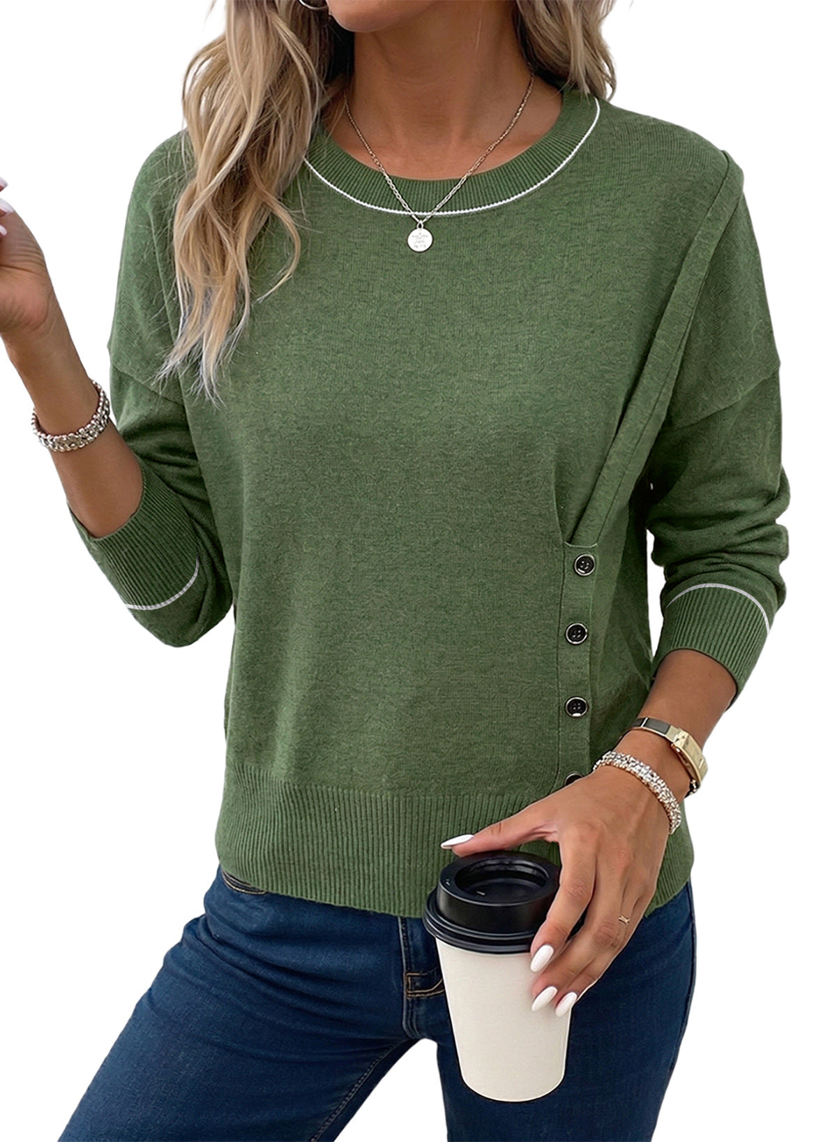 Sweaters for Women Casual Long Sleeve Asymmetrical Sweaters