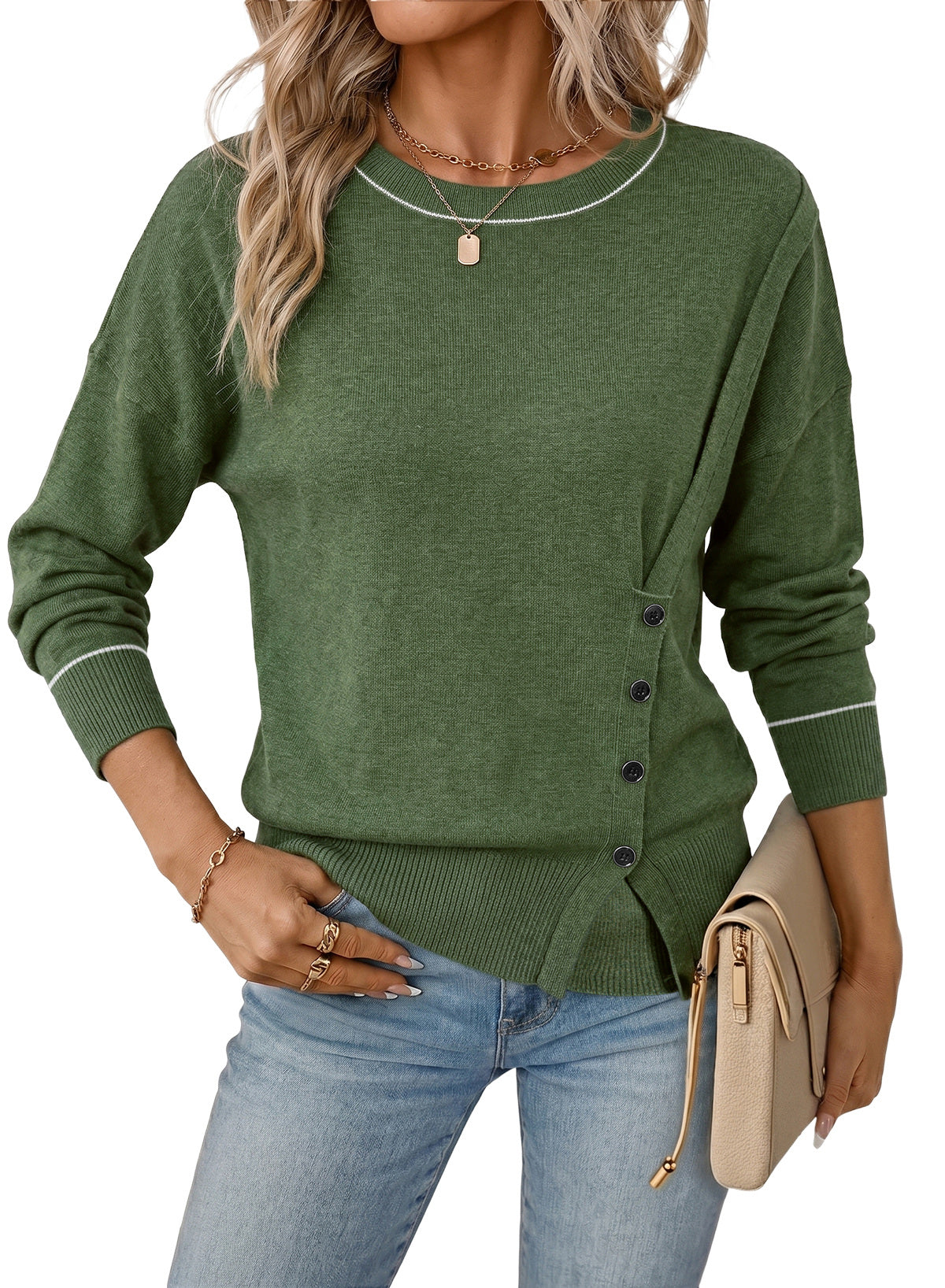 Sweaters for Women Casual Long Sleeve Asymmetrical Sweaters