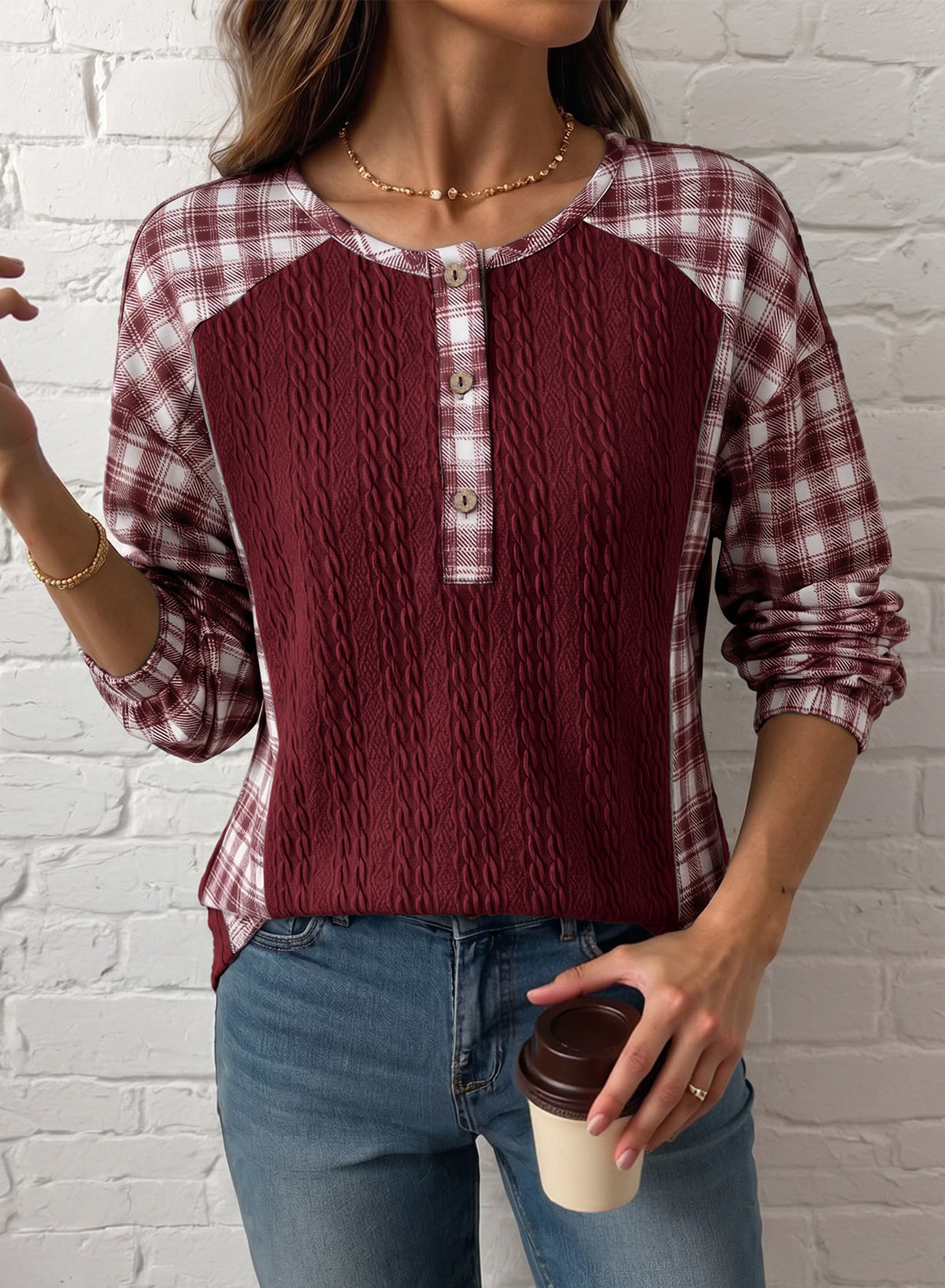 Dokotoo Long Sleeve Button Shirts for Women Trendy Loose Plaid Tunic Tops