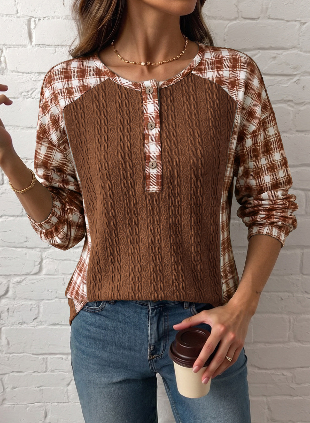 Dokotoo Long Sleeve Button Shirts for Women Trendy Loose Plaid Tunic Tops