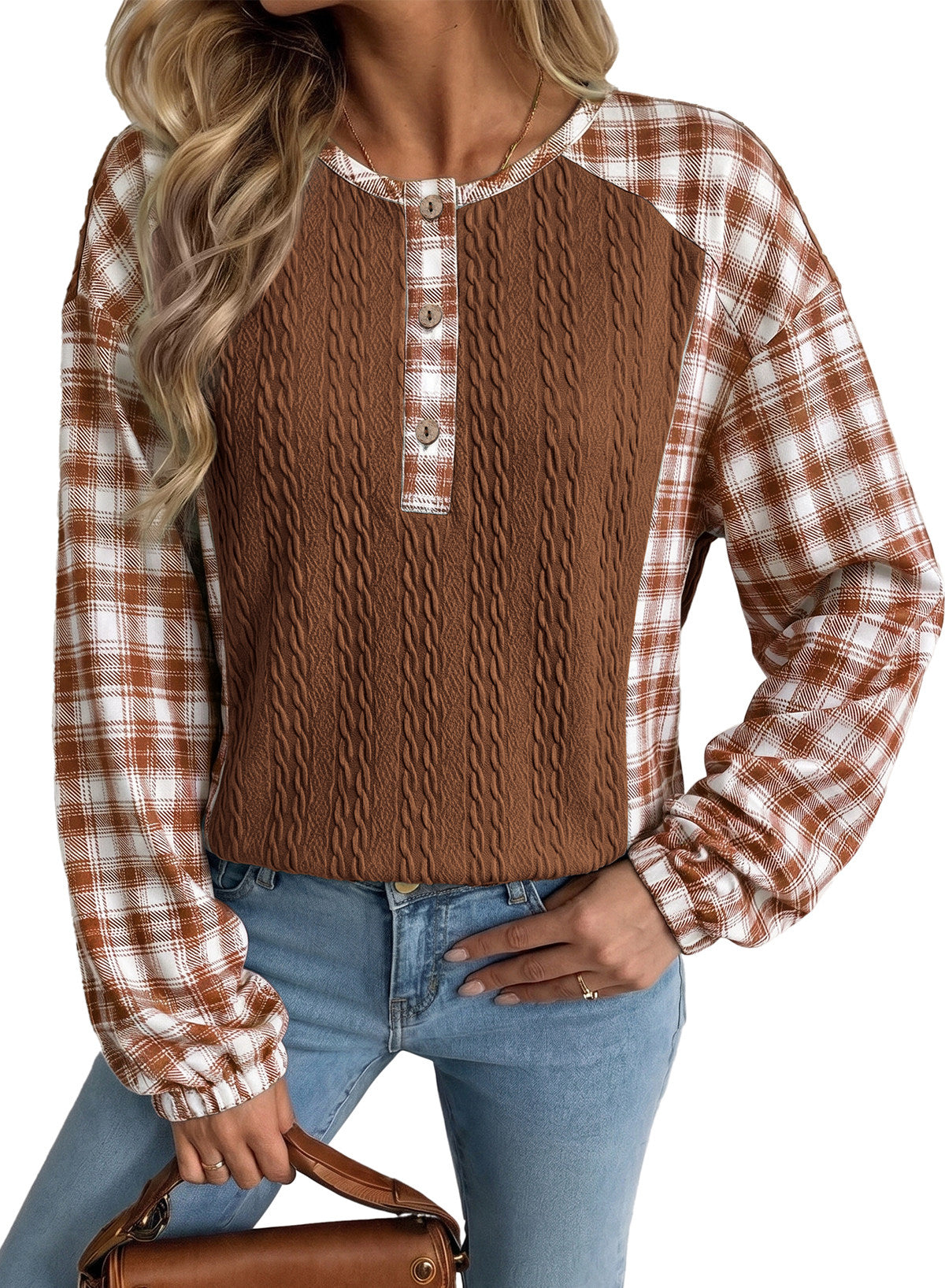 Dokotoo Long Sleeve Button Shirts for Women Trendy Loose Plaid Tunic Tops
