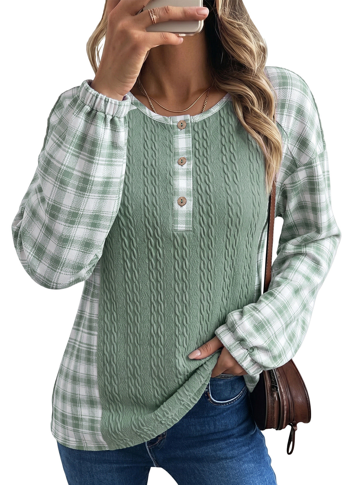 Dokotoo Long Sleeve Button Shirts for Women Trendy Loose Plaid Tunic Tops