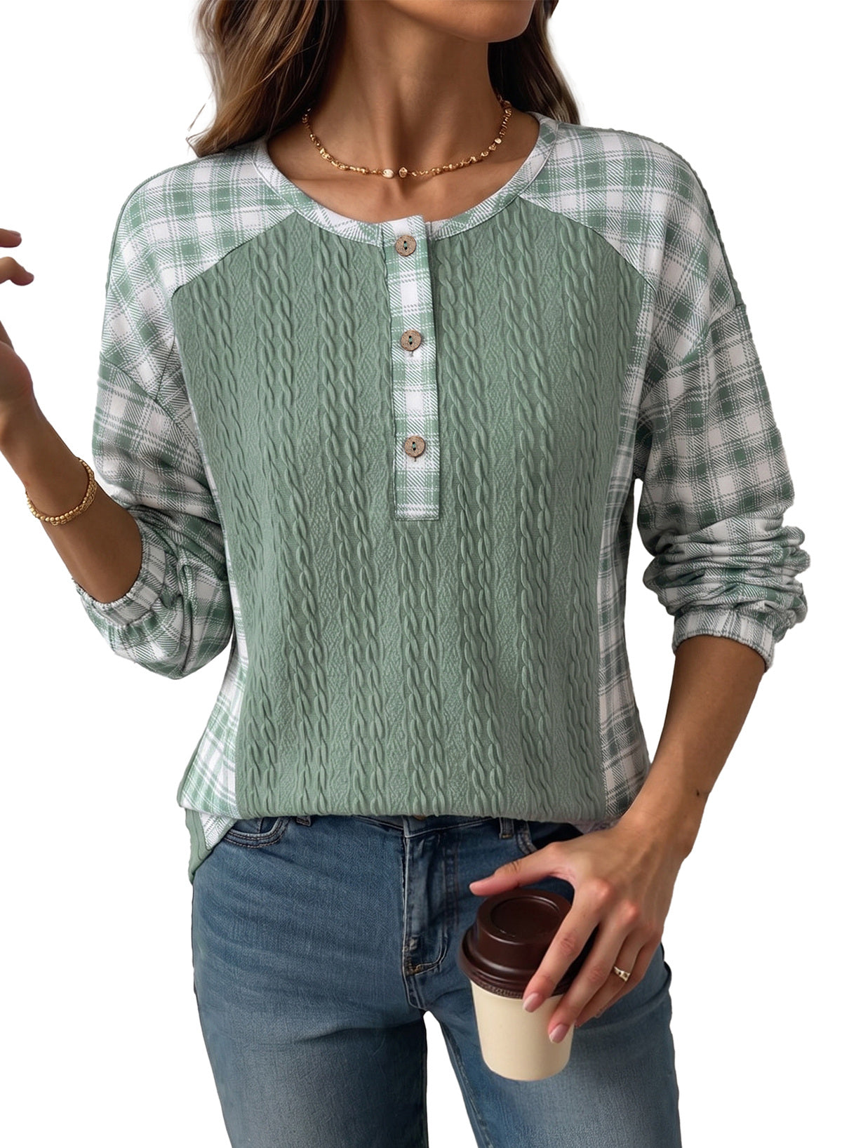 Dokotoo Long Sleeve Button Shirts for Women Trendy Loose Plaid Tunic Tops