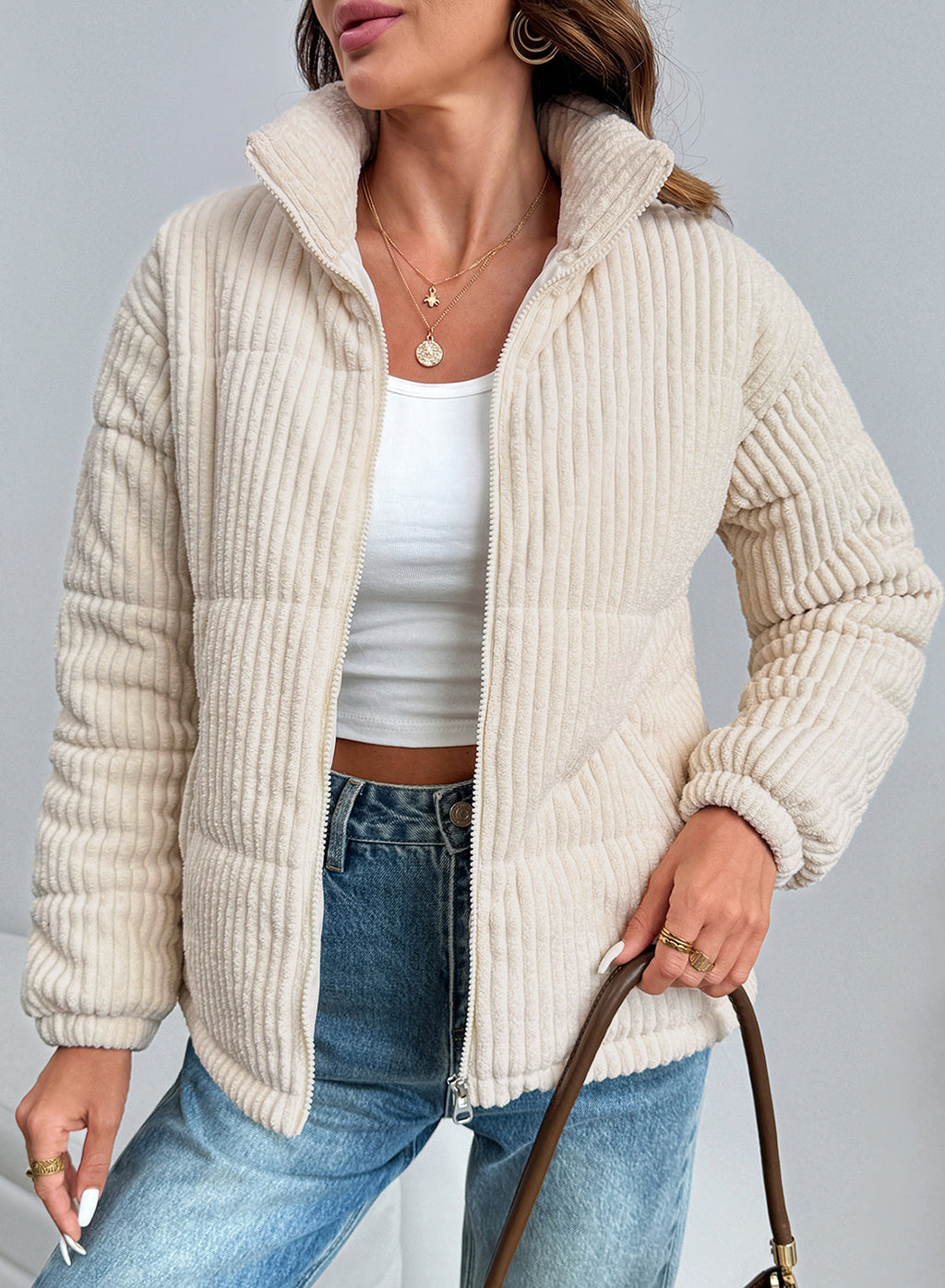 Corduroy Padded Coat In Fall/Winter