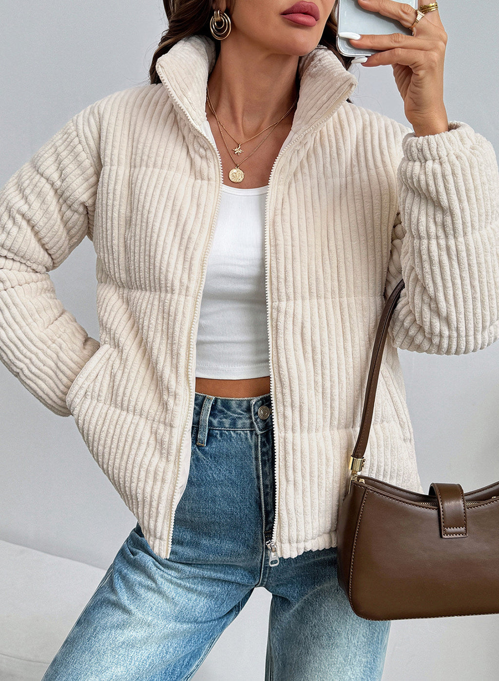Corduroy Padded Coat In Fall/Winter
