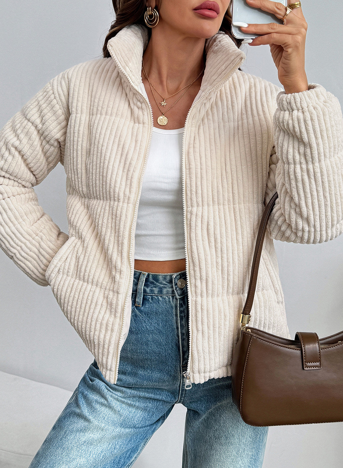 Corduroy Padded Coat In Fall/Winter