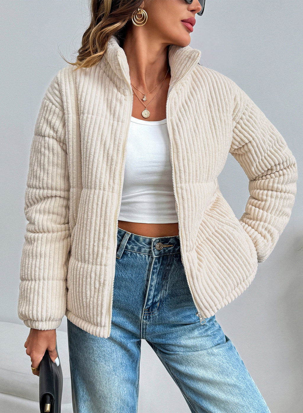 Corduroy Padded Coat In Fall/Winter