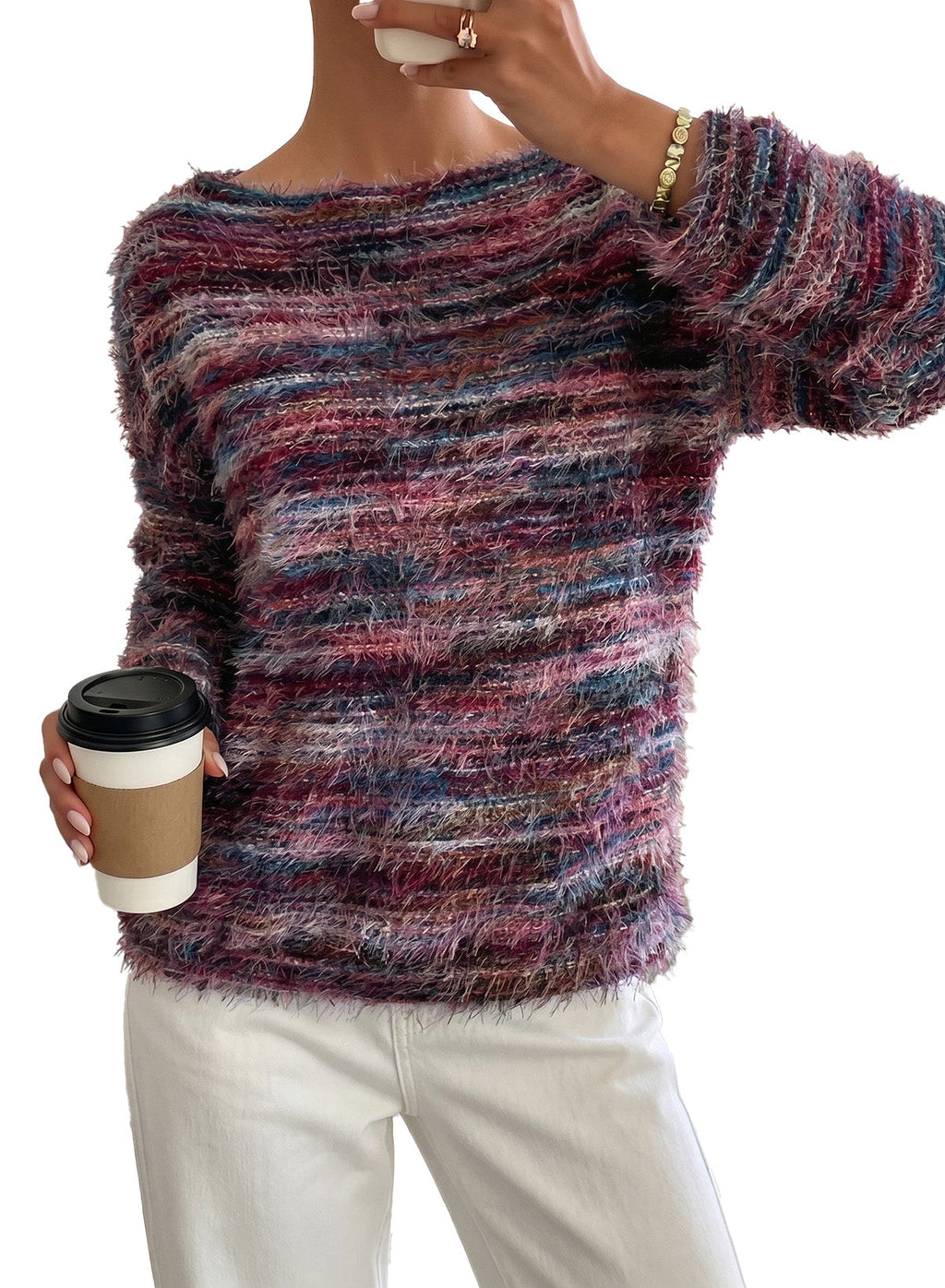 Women Fall Casual Minimalist Sweater For Everyday Wear,Knitted Sweater