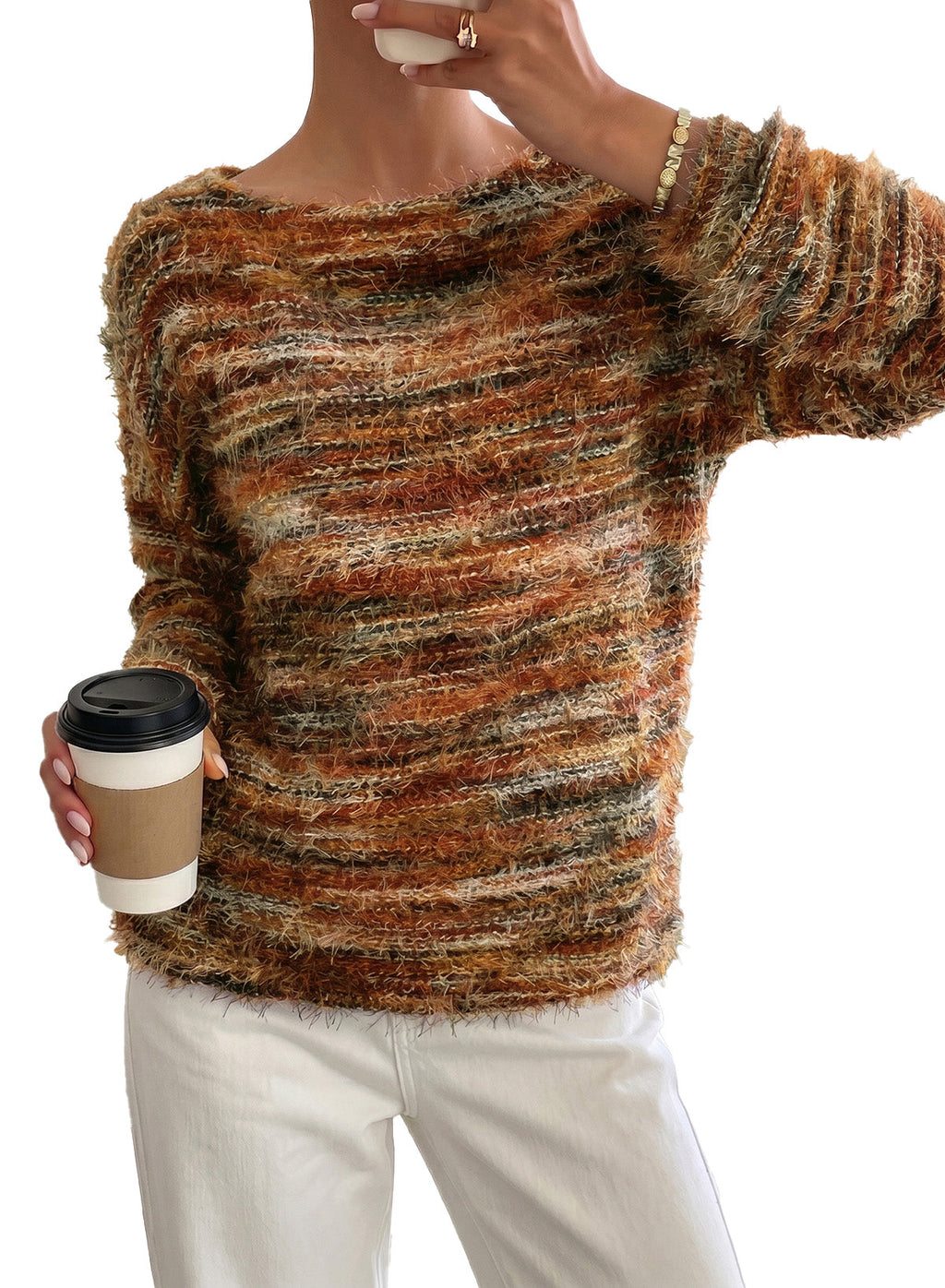 Women Fall Casual Minimalist Sweater For Everyday Wear,Knitted Sweater
