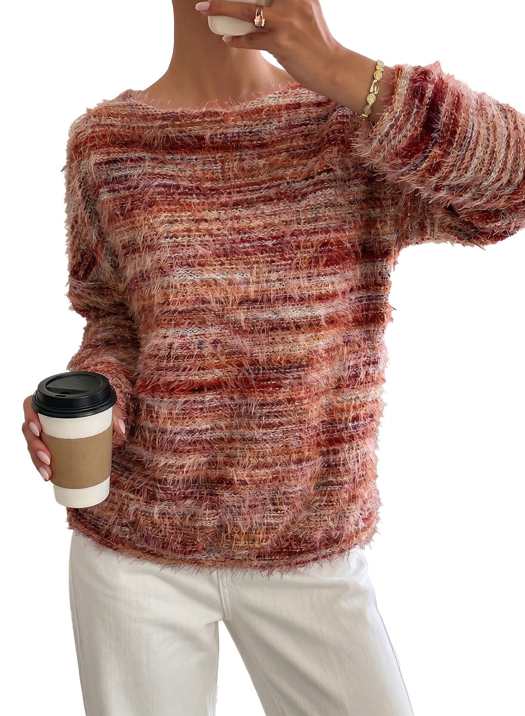 Women Fall Casual Minimalist Sweater For Everyday Wear,Knitted Sweater