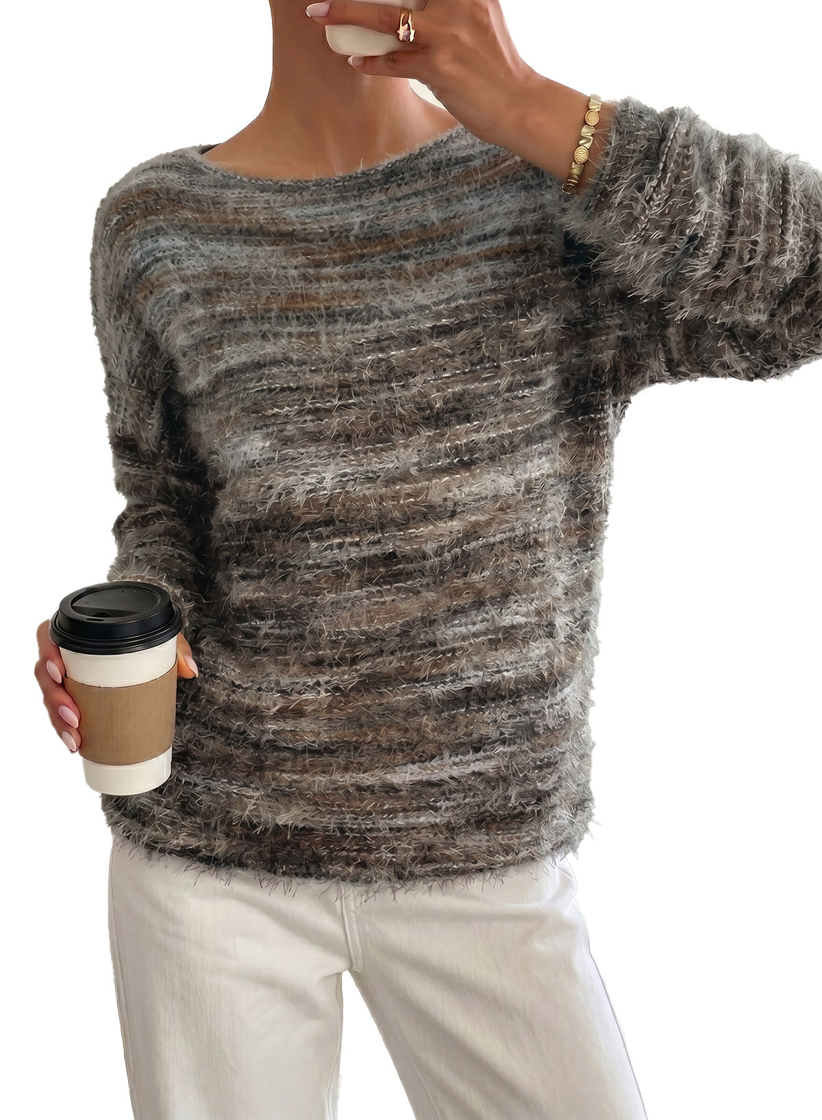 Women Fall Casual Minimalist Sweater For Everyday Wear,Knitted Sweater