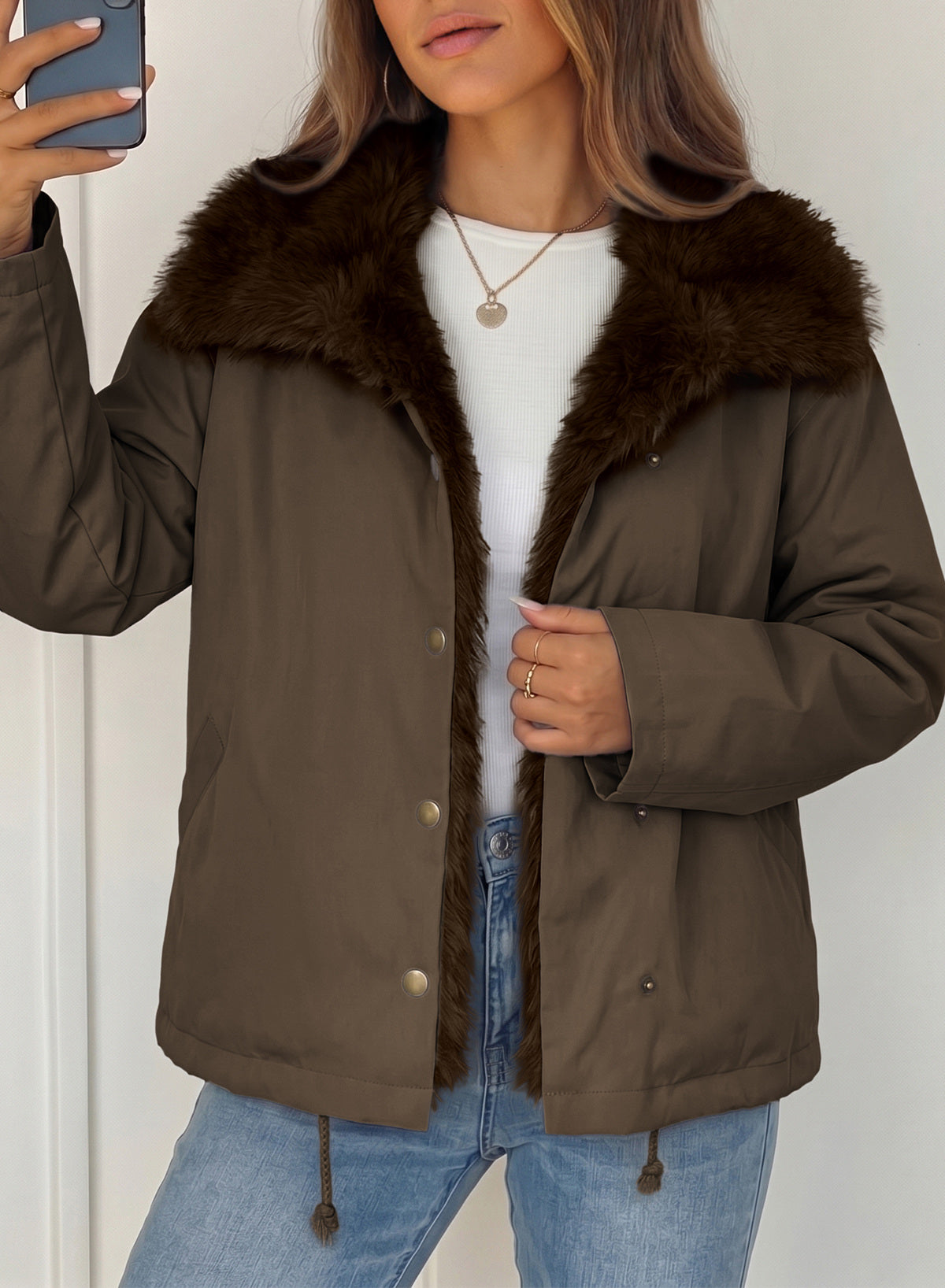Faux Fur Detachable Oversized Cotton Jacket
