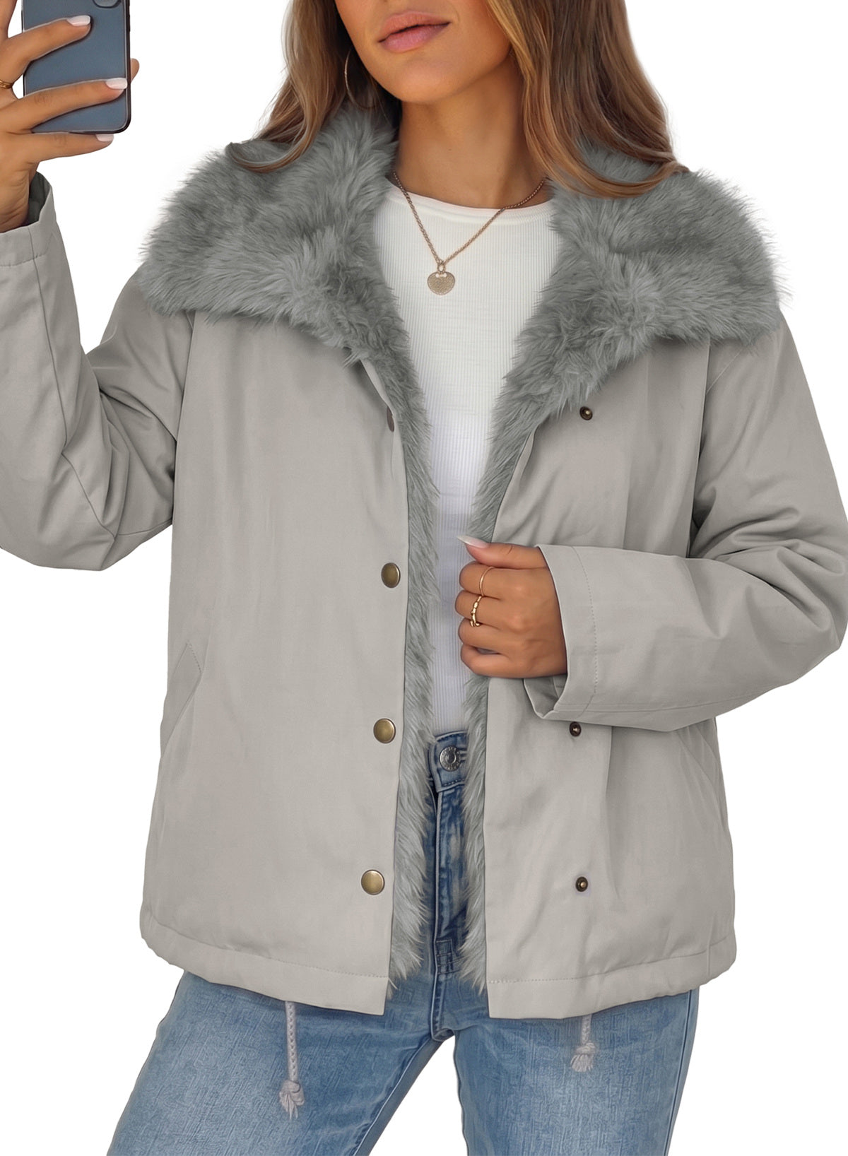 Faux Fur Detachable Oversized Cotton Jacket