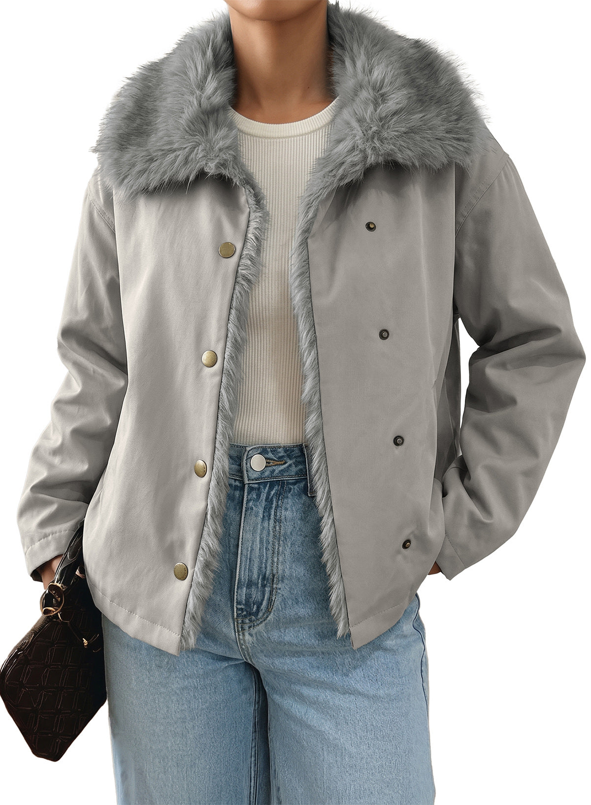 Faux Fur Detachable Oversized Cotton Jacket